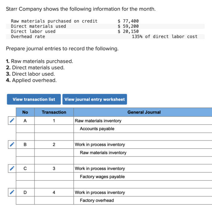 Starr company shows the following information for the month