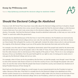 Should electoral college be abolished dbq essay