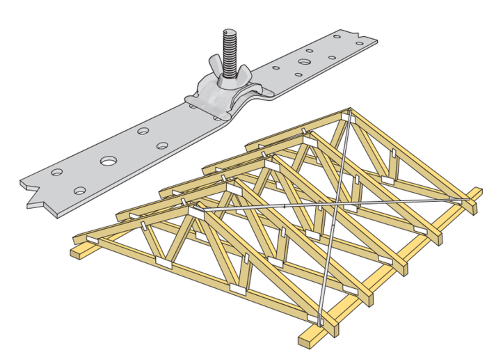 Steel angles are used as bracing in steel framing