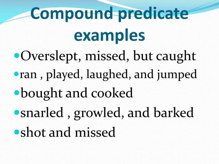 Predicate compound subject sentence grammar examples part verbs monster glossary two note when