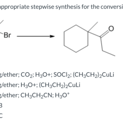 What is an appropriate stepwise synthesis for the reaction shown