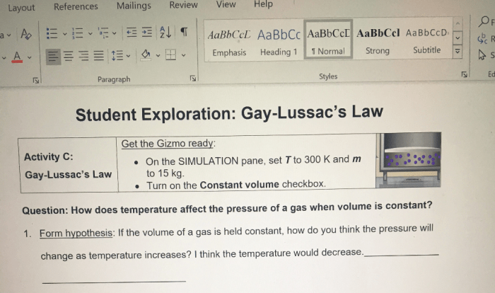 Student exploration ideal gas law answer key