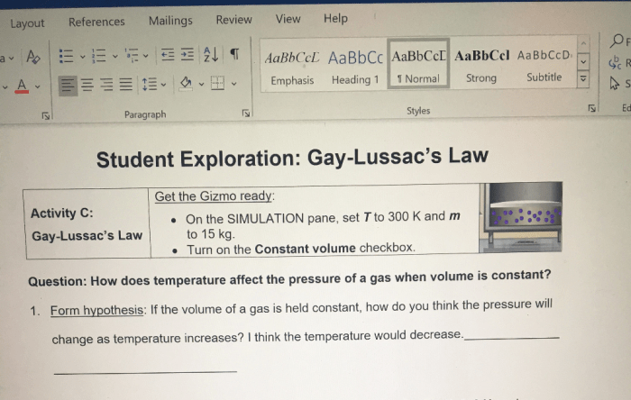 Student exploration ideal gas law answer key